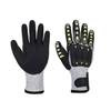 Guantes antivibratorios con revestimiento de arena de nitrilo y revestimiento de HPPE gris calibre 13